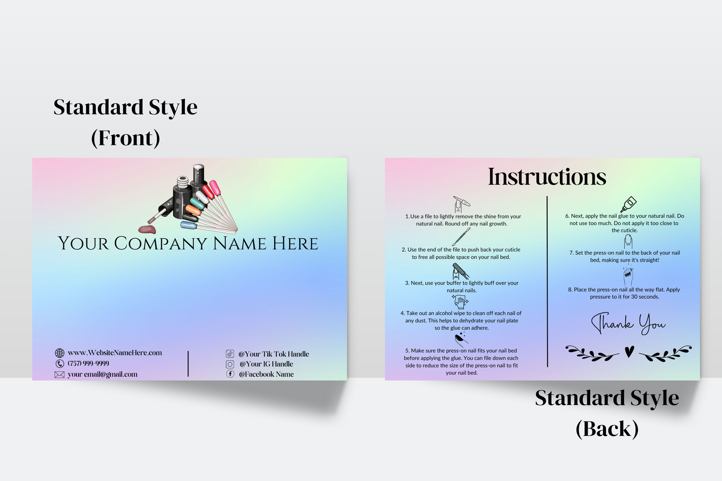 Personalized Press-On Nail Mounting Cards