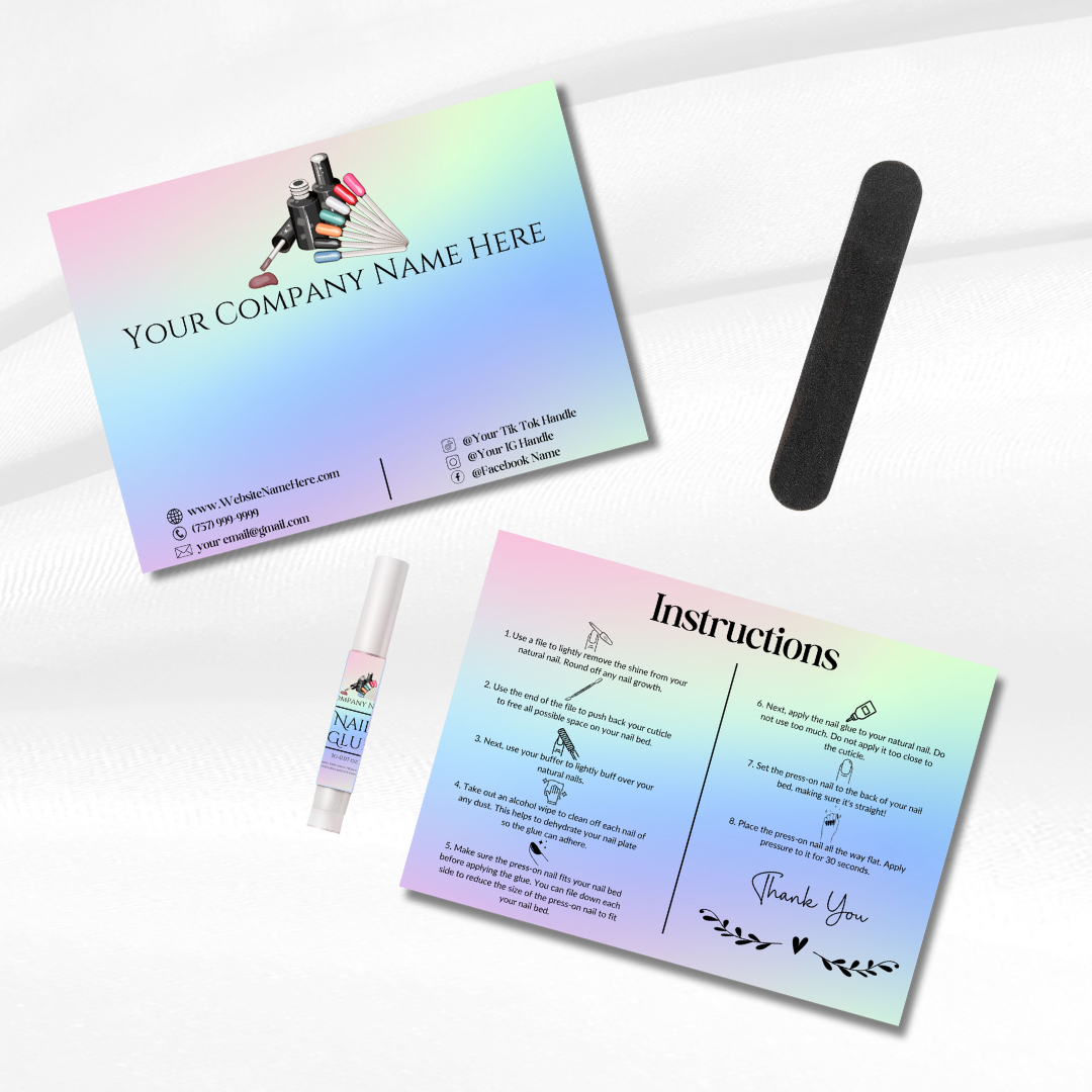 Personalized Press-On Nail Mounting Cards